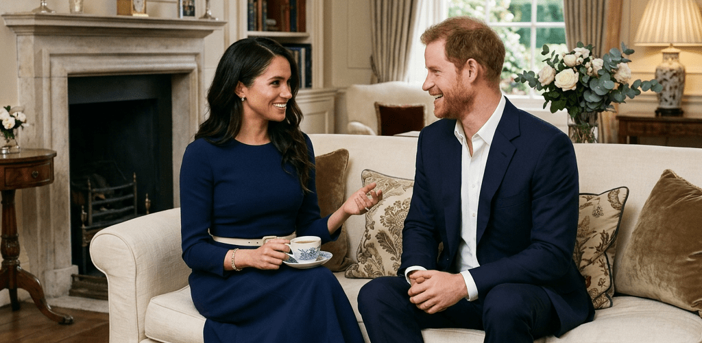 Couple conversing on a sofa in an elegant living room